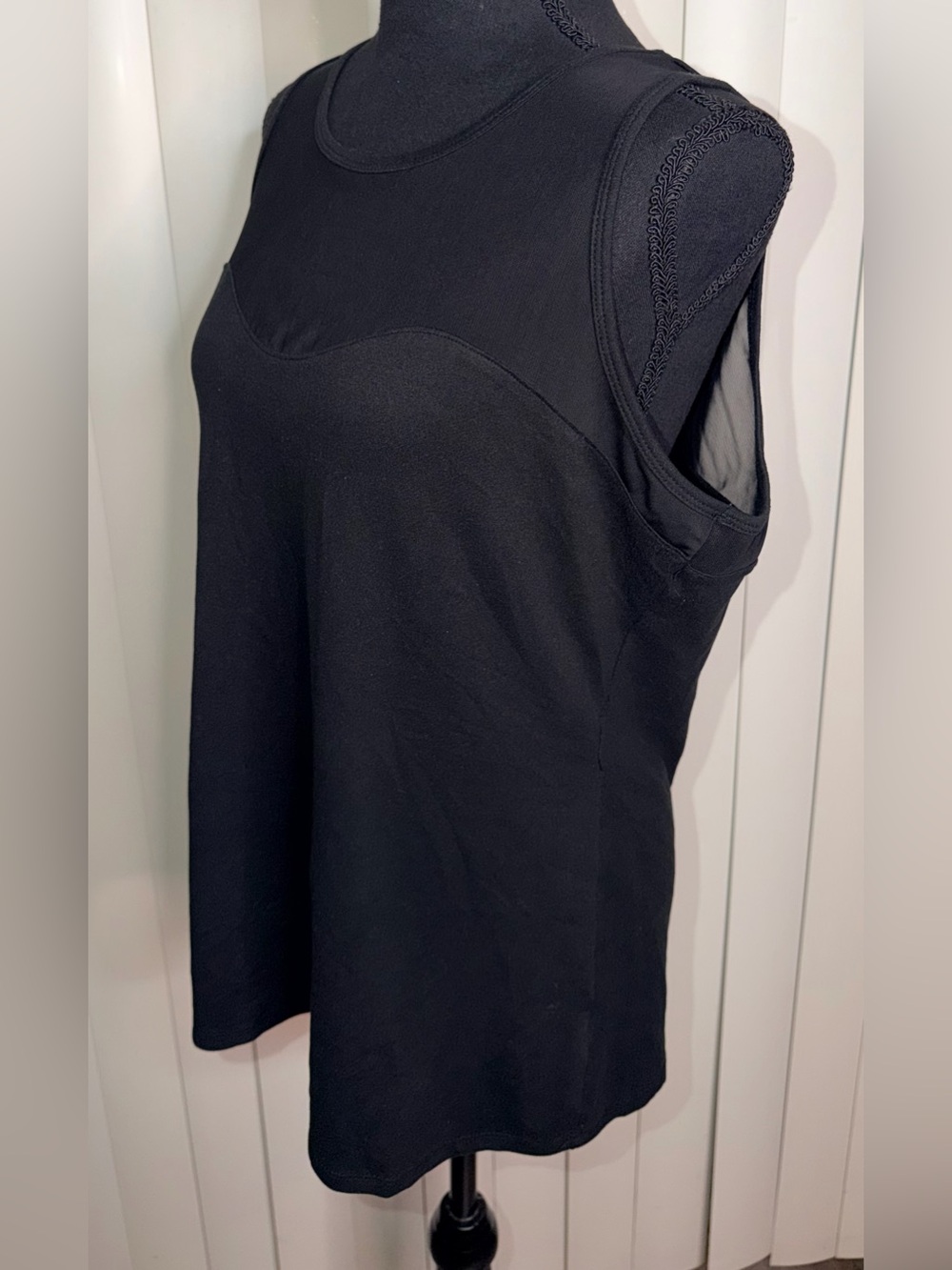 Pro Player Women's Athletic Tank Black Sleeveless Mesh Top Portion Sz L Gym - Picture 7 of 10